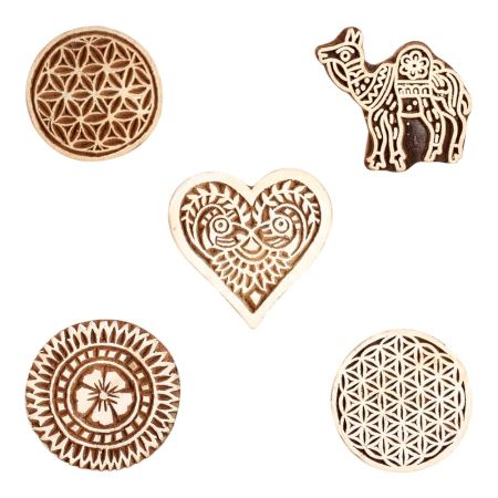 Set of 5 Piece New Mix Wooden Printing Block